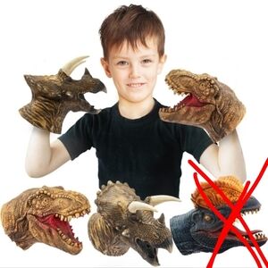 2 New  Dinosaur Hand Puppets Set Tyrannosaurus &  Dilophosaurus)